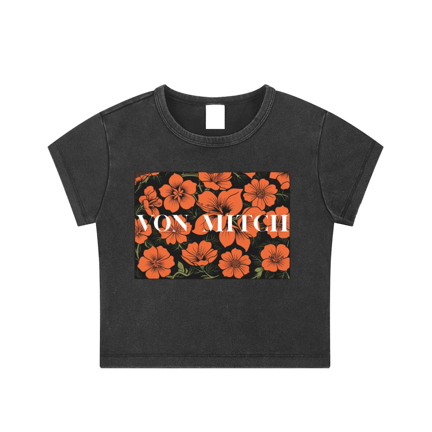 Orange Print Snow Washed Crop Top – Von Mitch (Women’s)
