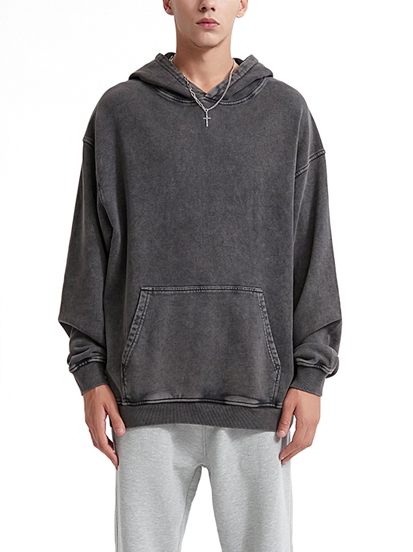 Washed Oversized Hooded Long Sleeve – Von Mitch (Unisex)