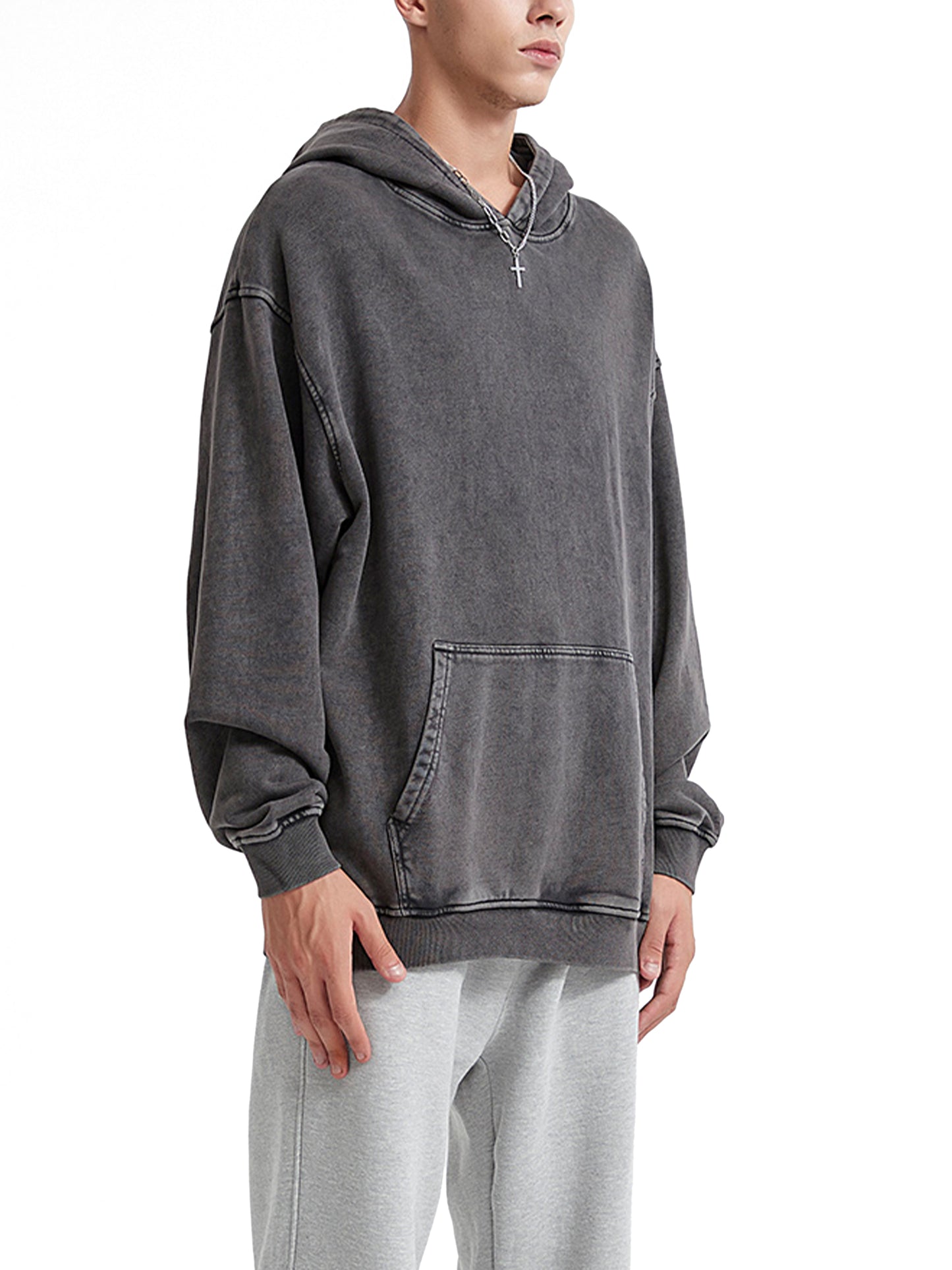 Washed Oversized Hooded Long Sleeve – Von Mitch (Unisex)