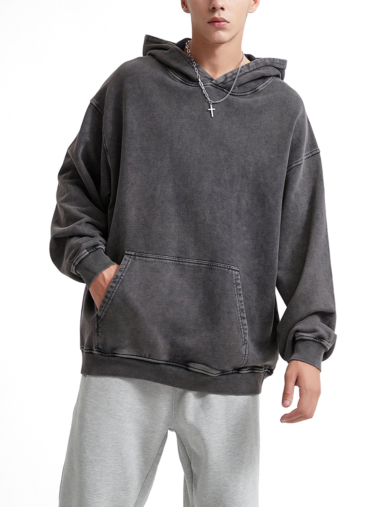 Washed Oversized Hooded Long Sleeve – Von Mitch (Unisex)