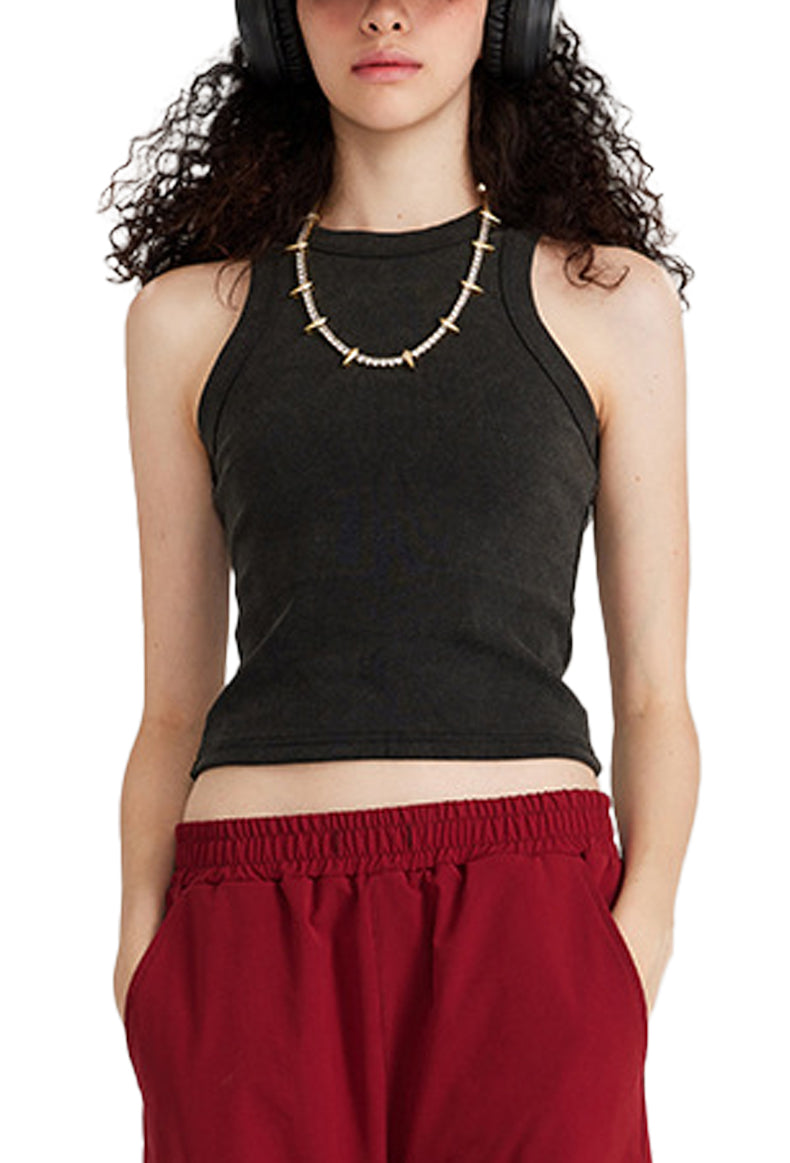 White Snow Washed Crop Tank – Von Mitch (Women’s)