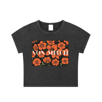 Orange Print Snow Washed Crop Top – Von Mitch (Women’s)