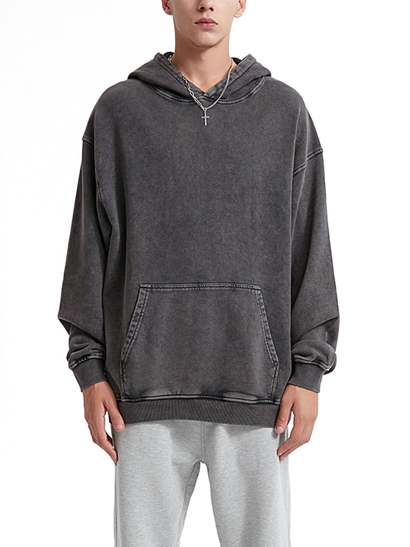 Washed Oversized Hooded Long Sleeve – Von Mitch (Unisex)