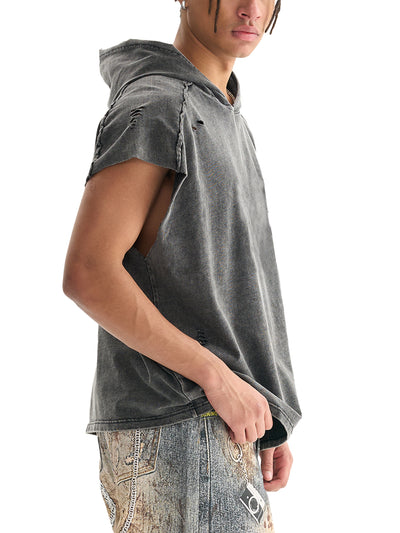 Snow Washed Boxy Hooded Tank Top