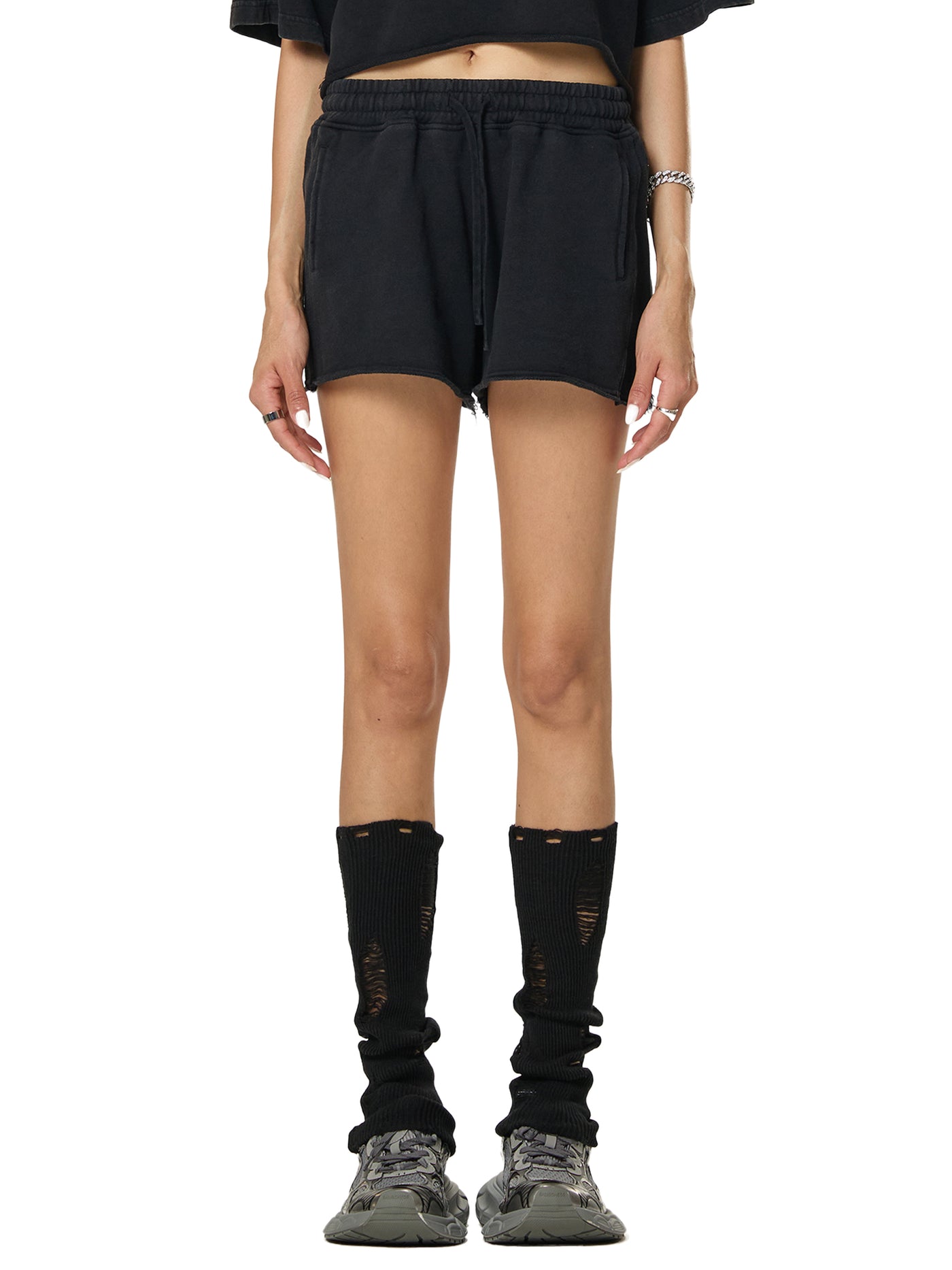 Snow Washed Raw Edge Drawstring Shorts - Von Mitch (Women's)
