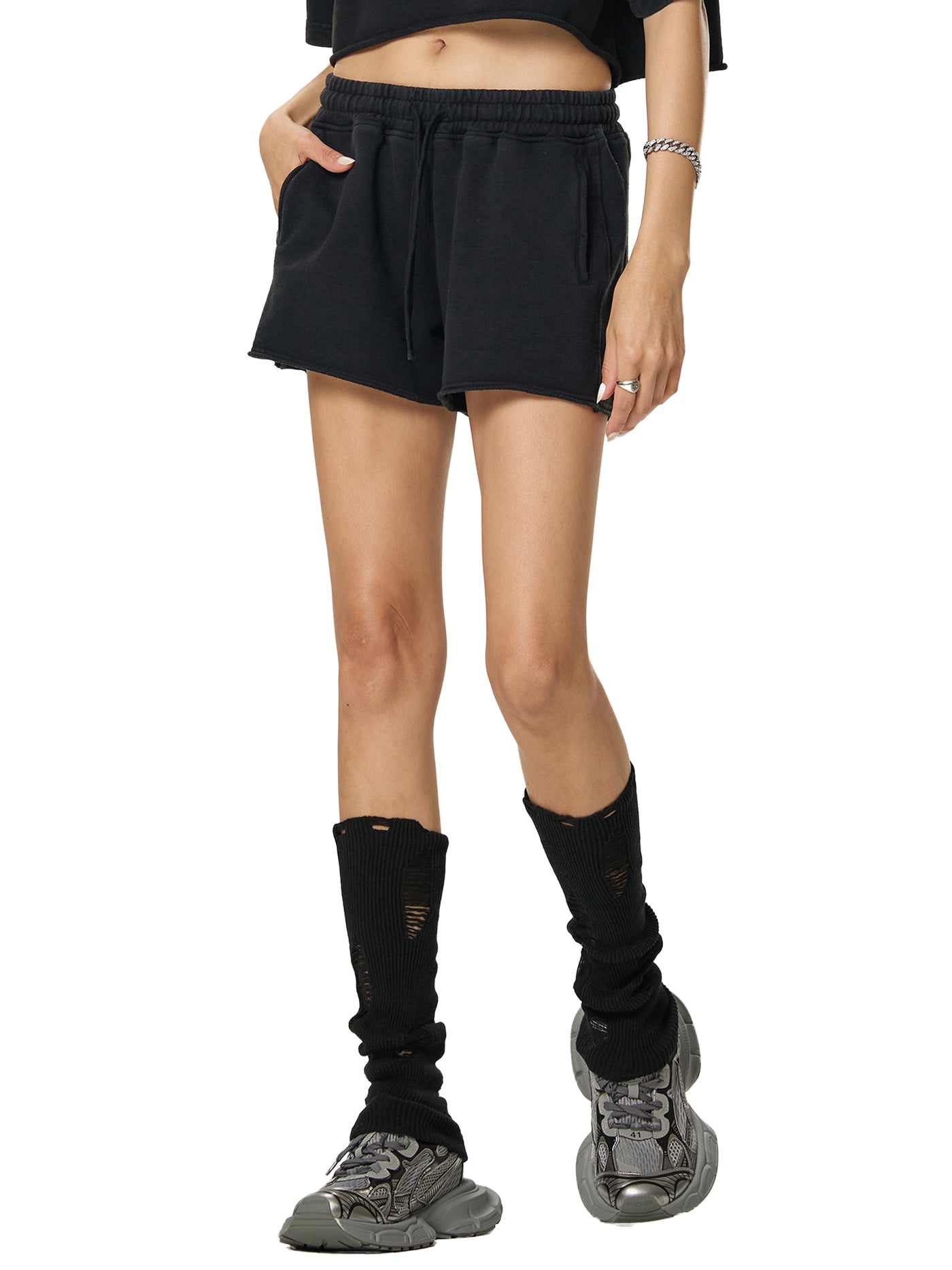 Snow Washed Raw Edge Drawstring Shorts - Von Mitch (Women's)
